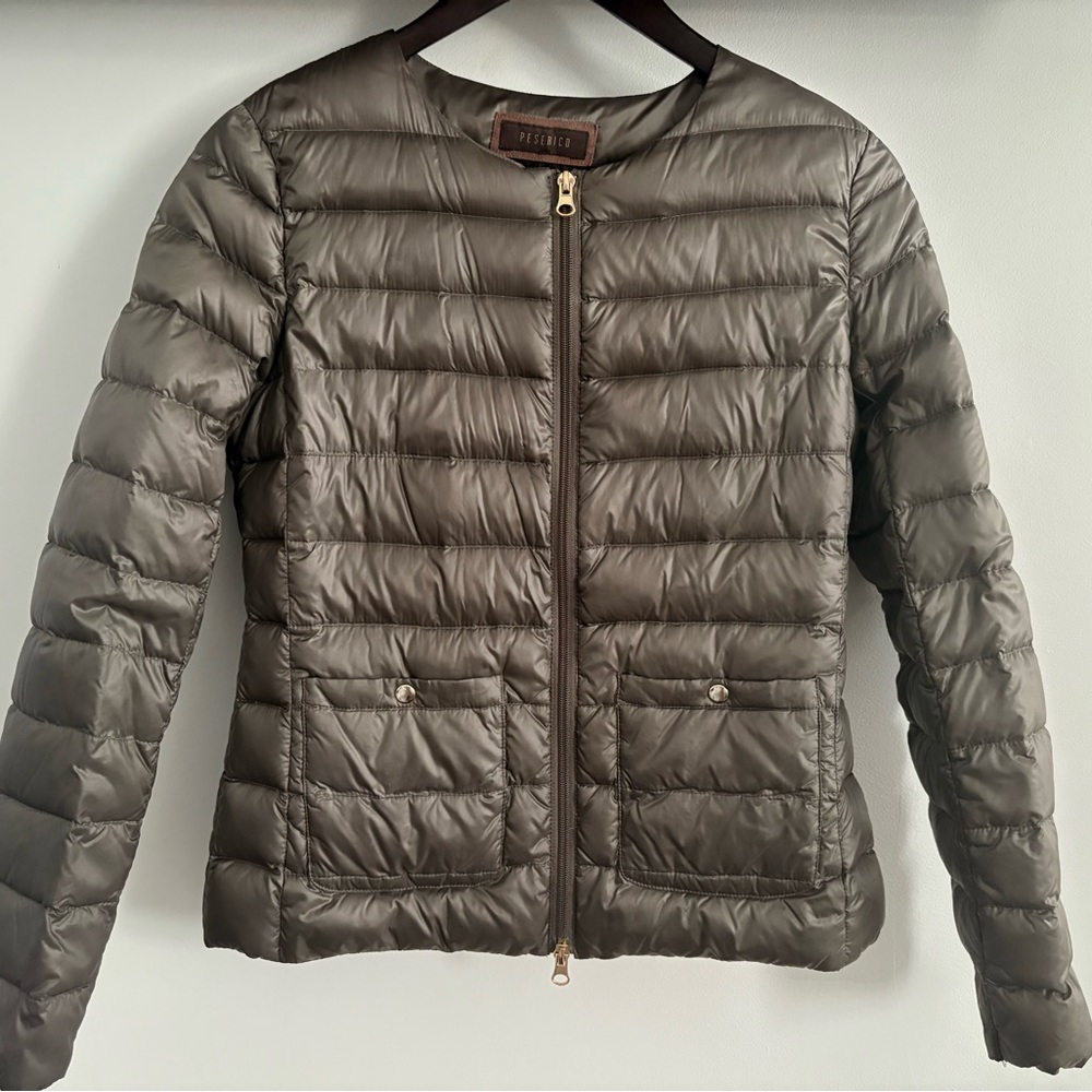 Peserico Charcoal Puffer Jacket in Size 40